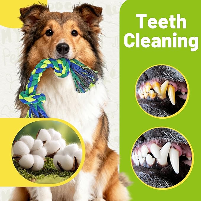 9-Pack Dog Rope Toys for Large Dogs – Strong Tug Toys for Aggressive Chewers, Ideal for Tug-of-War & Teeth Cleaning, Multi-Style Rope Set for Active Dogs