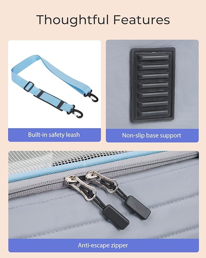 Top-Expandable Pet Carrier: NOBLE DUCK Airline Approved Pet Travel Bag for Cats/Dogs Up to 20 Lbs | Soft-Sided, Multi-Sided Breathable with Anti-Escape Zipper & Privacy Curtain to Reduce Stress
