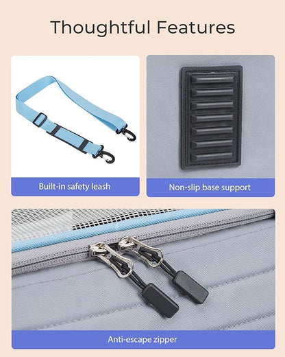 Top-Expandable Pet Carrier: NOBLE DUCK Airline Approved Pet Travel Bag for Cats/Dogs Up to 20 Lbs | Soft-Sided, Multi-Sided Breathable with Anti-Escape Zipper & Privacy Curtain to Reduce Stress