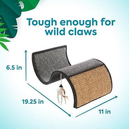 Petlinks Dream Curl Carpet Cat Scratcher, Dual-Surface Cat Scratching Post, Lounge & Hide Scratchers for Cats & Kittens, Gray, Furniture Protector, One Size Fits All Cats