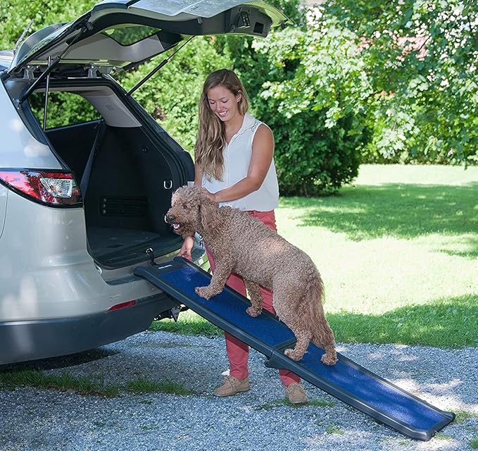Pet Gear Travel Lite Ramps for Dogs and Cats, Compact Easy-Fold, Lightweight and Portable, Built-in Carry Handle, Supports 150-200lbs, Available in 2 Models