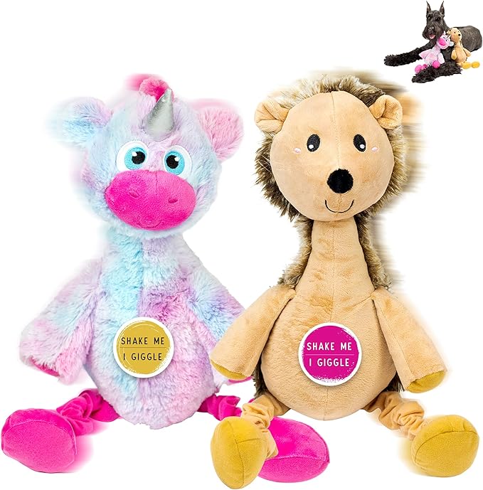 Pet Craft Supply Jiggle Giggle Dog Toys Funny Cute Giggling Sound Wiggly Shaking Tug Fetch Soft Chew Cuddle Plush Interactive Big Dog Toy for Medium to Large Breeds Multipack Boredom Relief