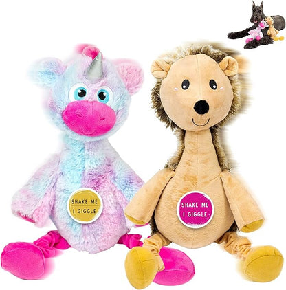 Pet Craft Supply Jiggle Giggle Dog Toys Funny Cute Giggling Sound Wiggly Shaking Tug Fetch Soft Chew Cuddle Plush Interactive Big Dog Toy for Medium to Large Breeds Multipack Boredom Relief
