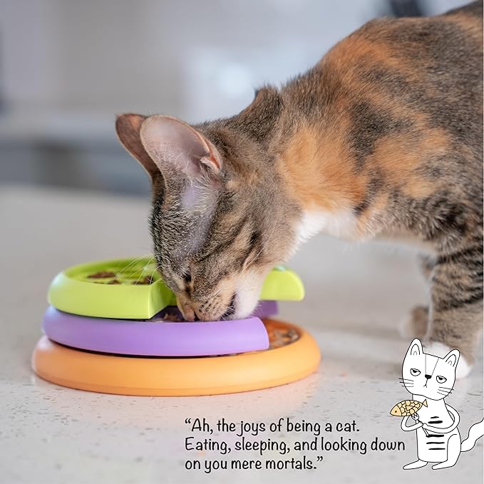 Catstages Kitty Lickin' Layers Interactive Cat Slow Feeder Treat Puzzle Toy, Dry or Wet Food, Mental Stimulation, Foraging Toy with 80+ Compartments