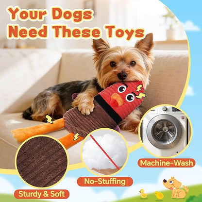 Dog Toys for Aggressive Chewers, 2 Pack No Stuffing Squeaky Dog Toys to Keep Them Busy, Interactive Puppy Toys with Crinkle and Holds a Bottle