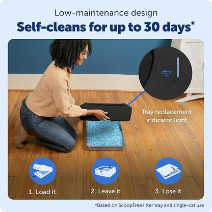 PetSafe ScoopFree Crystal Pro Self-Cleaning Cat Litter Box System – Enclosed Front-Entry – Advanced Odor Control – Includes 1 Disposable Crystal Litter Tray – Black (ZAL00-18159)