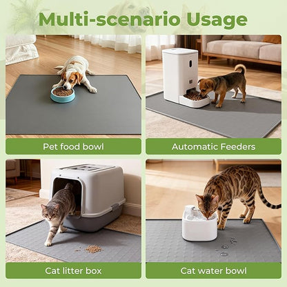 Extra Large 34x22 Inch Silicone Pet Food Mat - Waterproof Dog Mat for Food and Water Bowls, Non-Slip Cat Dog Bowl Mat Protects Floors from Mess, Easy Clean Silicone Mats for Dogs, Ideal Gift for Pets