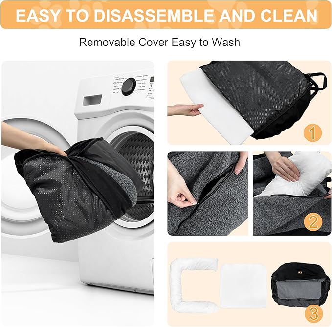 Dog Car Seat for Small Medium Dogs Under 30 lbs, Fully Detachable and Washable Cat Booster Car Seats for Front & Black Seat with Safety Leash Belt (Grey+Black, M)