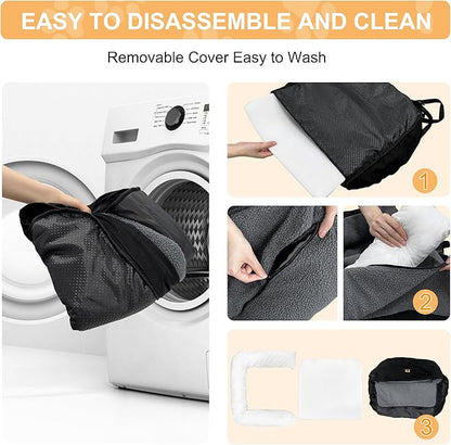Dog Car Seat for Small Medium Dogs Under 30 lbs, Fully Detachable and Washable Cat Booster Car Seats for Front & Black Seat with Safety Leash Belt (Grey+Black, M)