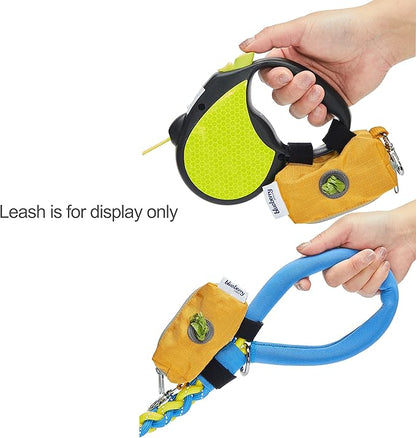 Blueberry Style Amber Dog Waste Bag Dispenser, Solid Color Trash Bag Dispenser with 2 Auto Locking Zipper, Dog Poop Bag Holder Leash Attachment, Includes 1 Roll of Free Poop Bags