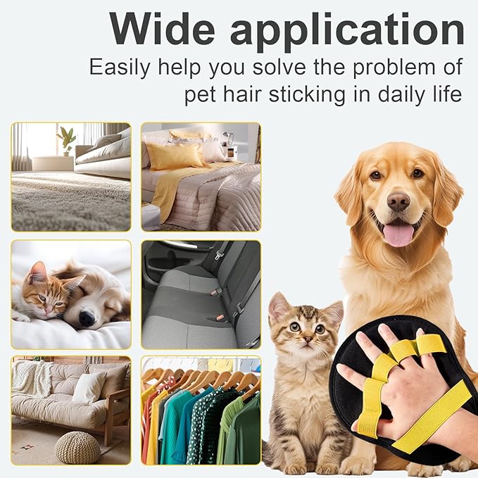 Pet Hair Fur Removal Mitt Glove for Cats Dogs 5-Finger Electrostatic Reusable Pet Hair Remover Brush Tool for Couch Furniture Carpet Laundry Clothing