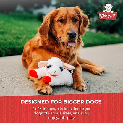 Multipet Lamb Chop Dog Plush Toy - Squeaky Toy for All Dogs - Extra Soft Plush - Stuffed Animal for Cuddling & Playing - Jumbo (24", Cream)