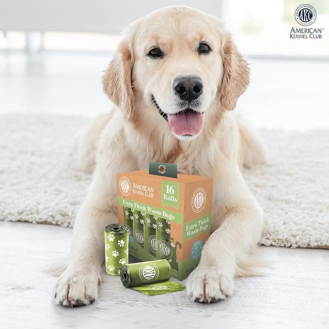 American Kennel Club Extra Thick Dog Poop Bags - Leak-Proof and Scented Waste Bags - 240 Count (16 Refill Rolls) - Durable, Heavy-Duty, Fits Standard Dispensers