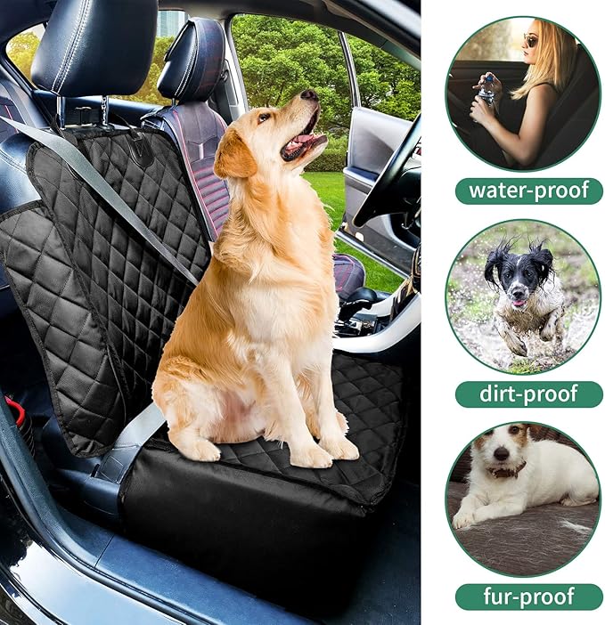 Flow.Month Pet Front Seat Cover Pet Booster Seat,Deluxe 2 in 1 Dog Seat Cover for Cars Waterproof Dog Front Seat Cover Pet Bucket Seat Cover with Safety Belt(Black)