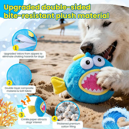 Interactive Dog Toys, Self Moving Dog Toy to Keep Them Busy, Electronic Vibrating Dogs Toy/Squeaky Bouncing Ball for Small Medium Large Dogs with Jumping Music Mode (Lanternfish)