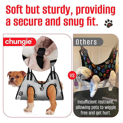 Dog Grooming Hammock for Dogs – Dog Restraint for Nail Trimming with Pet Nail Clipper – Dog Sling for Grooming, Dog Hammock for Nail Cutting & Grooming Harness (Legs Spacing:11-14”)/Max W:45lb)