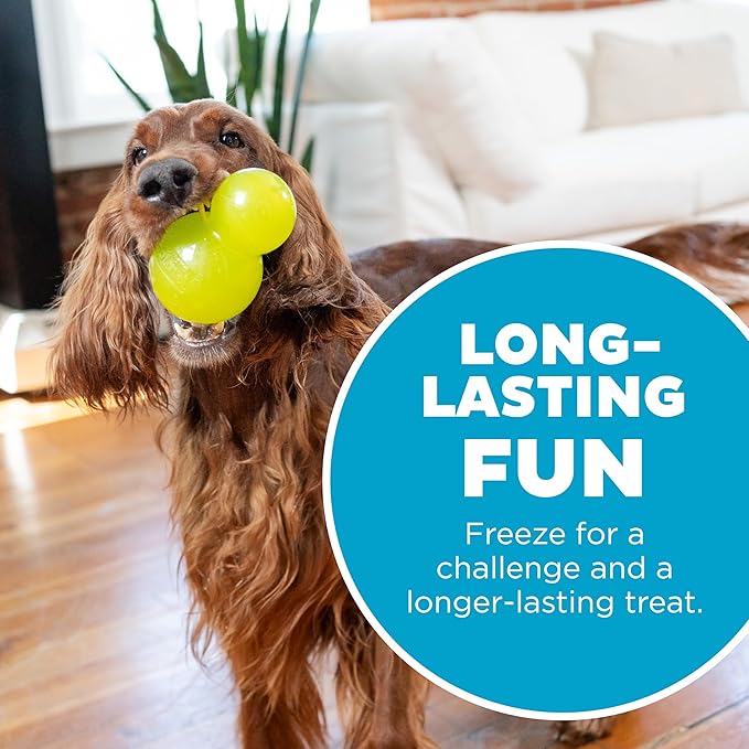 Outward Hound Double-Tuff Stuffable Dog Toy, Large 5-Inch Green - Treat Dispensing Chew Ball for Medium to Large Dogs, Interactive Puzzle for Enrichment & Slow Feeding (Pack of 2)