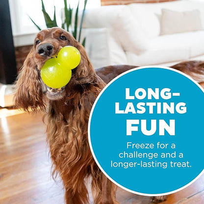 Outward Hound Double-Tuff Stuffable Dog Toy, Large 5-Inch Green - Treat Dispensing Chew Ball for Medium to Large Dogs, Interactive Puzzle for Enrichment & Slow Feeding (Pack of 2)