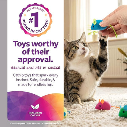 SmartyKat Skitter Critters Catnip Mice Plush Cat Toy Value Pack with Pure & Potent Catnip, Stimulating for Cats & Kittens, 15-Pack