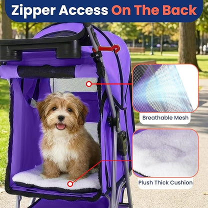 BestPet Pet Stroller Cat Dog Cage Stroller Travel Folding Carrier