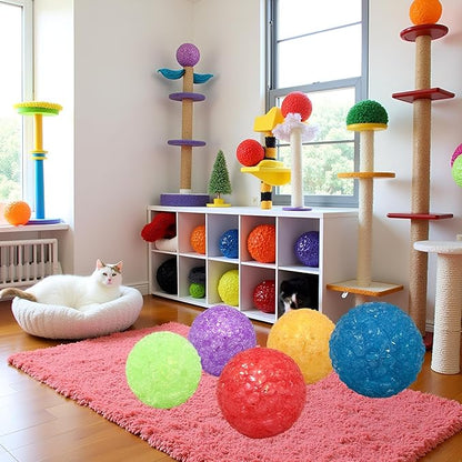 5 Pcs Cat Bell Crystal Ball Sound Pet Game Kitten Plastic Interactive Rattle for Indoor Cats Balls with Bells Teaser, Cat Toys for Bored Indoor Adult Cats,Random, As the Pictures