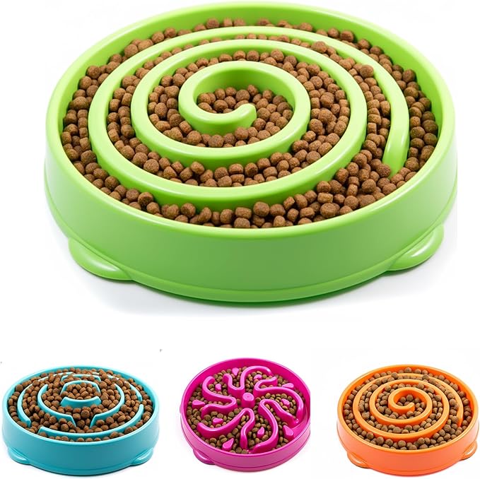 Slow Feeder Dog Bowl for Small, Medium & Large Dogs – Anti-Gulping Puzzle Maze Bowl, Non-Slip Slow Eating Dog Dish, Prevents Bloat & Improves Digestion, Interactive Pet Feeder (Green, Large)