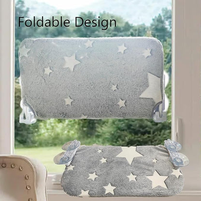 Foldable Cat Hammock for Window Glow in The Dark Cordless Cat Window Perch for Large Cats and Kittens, Soft and Thick Blanket with Zipper, Sturdy Never Fall