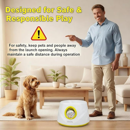 Automatic Dog Ball Launcher for Small Dogs & Medium Dogs, Interactive Fetch Machine with 3 Launch Distances (15–45 FT), USB Rechargeable, Includes 6 ETPU Balls