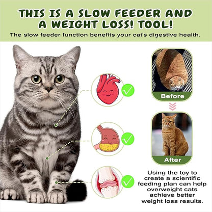 KADTC 2 Ways to Play - Large Size Cat Treat Puzzle Toy U.S. Brand & Design Foraging Balls for Indoor Cats Puzzles Feeder Kitten Stimulating Enrichment Slow Feeding Toys Interactive Brain-Teasing Game