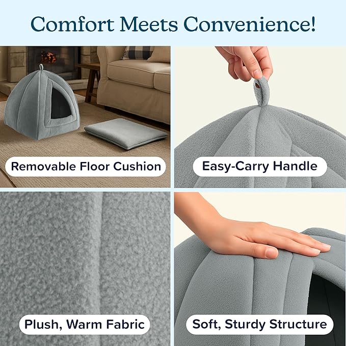 PETMAKER Indoor Cat House with Removable Foam Cushion for Cats, Kittens, Small Dogs & Small Pets, Plush Pet Bed Crate Tent Hideaway with Cozy Soft Interior, Small Animal Sleep & Rest Space