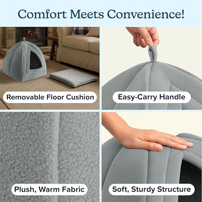 PETMAKER Indoor Cat House with Removable Foam Cushion for Cats, Kittens, Small Dogs & Small Pets, Plush Pet Bed Crate Tent Hideaway with Cozy Soft Interior, Small Animal Sleep & Rest Space