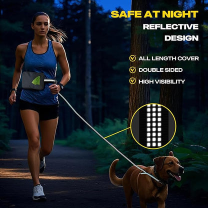 Fida 3-in-1 Hands Free Dog Leash with Zipper Pouch, Bungee & Reflective Straps – Adjustable 5-8ft Crossbody/Waist Running Leash for Dogs, Detachable Traffic Handle for Safe Walking & Jogging