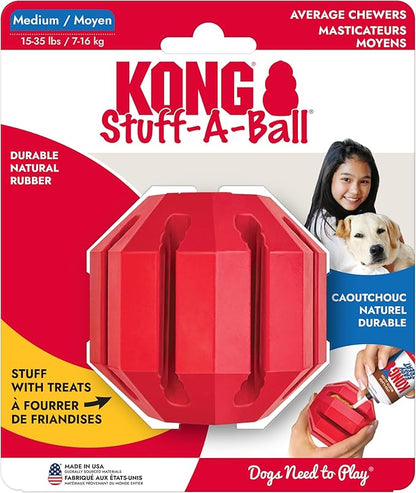 KONG Stuff-A-Ball - Durable Chew Toy for Dogs - Natural Rubber Dog Toy for Dental Health - Pet Toy for Chewing & Teeth Cleaning - Stuffable Toy for Dog Treats & Snacks - for Medium Dogs