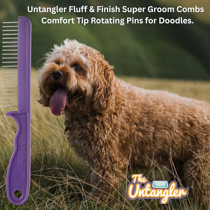 Super-Groom Combs with Smooth Rotating Teeth for Painless Mat Removal (Royal Purple, 22 Coarse-Teeth)