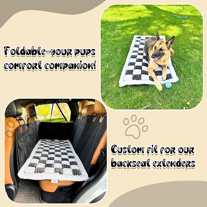 Backseat Pet Bed Mat,Dog Bed for Car,Dog Seat Cover for Car Back Seat, Non-Slip Travel Pet Mat, Fit for Backseat Extenders and Seat Covers (Black&White)