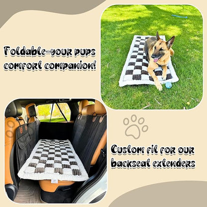 Backseat Pet Bed Mat,Dog Bed for Car,Dog Seat Cover for Car Back Seat, Non-Slip Travel Pet Mat, Fit for Backseat Extenders and Seat Covers (Black&White)