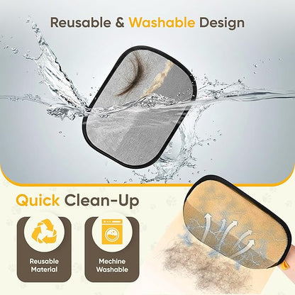 Pet Hair Removal Glove 2 Pack - Electrostatic Cat Hair Remover for Couch Furniture | Dog Hair Remover Magic Brush Reusable | Pet Hair Remover for Clothes Laundry Carpet Car Seat [with Grooming Brush]
