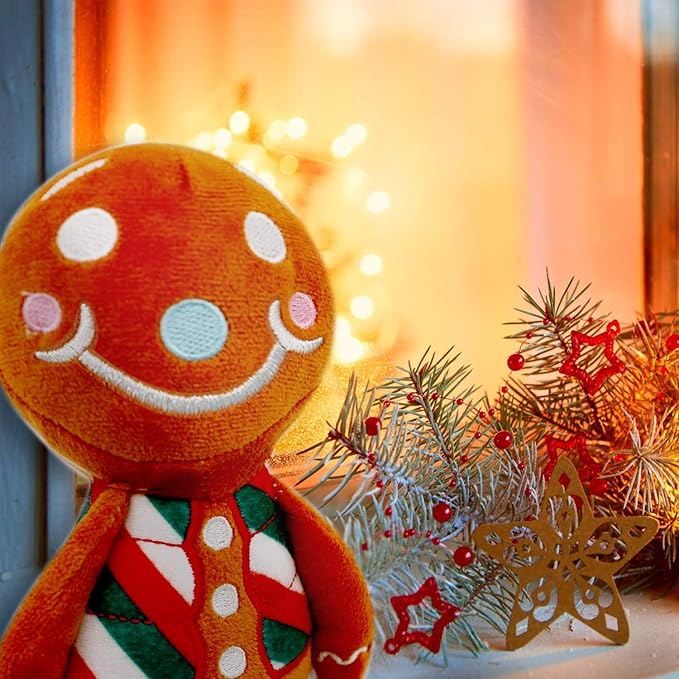 VICARKO Christmas Dog Toys, Plush Squeaky Gifts for Large Medium Small Dogs, Durable Chew Toy, Holiday Stocking, Gingerbread Man, Small 7.5 x 4.5”