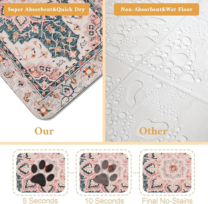 Dog Food Mat for Floors Waterproof Quick Dry Pet Placemat Cat Feeding Bowls Mats for Food and Water, Eco-Friendly Dog Accessories Diatomite Pets Supplies 12" X 20"