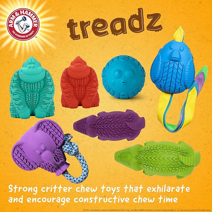 Arm & Hammer for Pets Super Treadz Large Rooster Dental Chew Toy for Dogs Dog Dental Toys Help Reduce Plaque & Tartar Buildup Without Brushing Safe for Dogs up to 35 Lbs