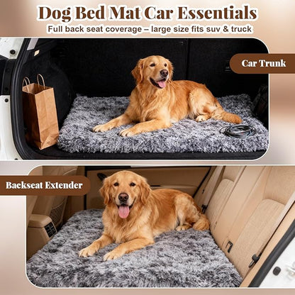 Hahafelt Backseat Pet Bed Mat, 54"x24.8"x3.9", Washable Dog Bed for Car, Soft Nonslip Travel Dog Car Seat Cover, Fits Backseat Extender Protector, Pad for Trucks Suvs Spring Road Trip (Gray)