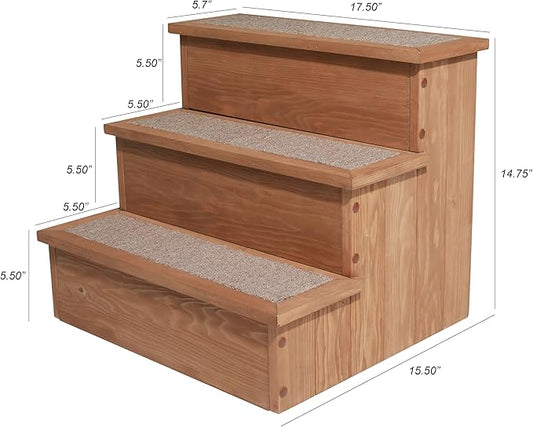 zoovilla PTR0082212010 Yorkshire Pet Step with Storage, Wood Bedside Ramp with Storage, Natural Wood, 15.55″D x 17.50″W x 14.76″H