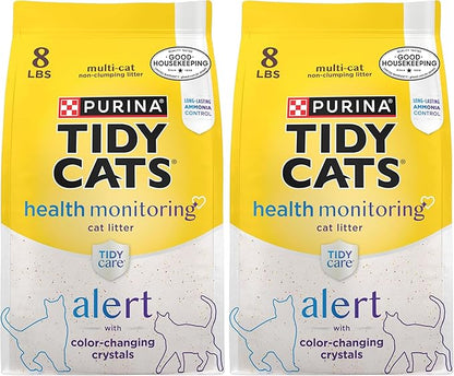 Purina Tidy Cats Tidy Care Alert Cat Health Monitoring Non Clumping Cat Litter with Silica Crystals - 8 Pound (Pack of 2)