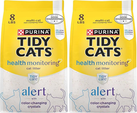 Purina Tidy Cats Tidy Care Alert Cat Health Monitoring Non Clumping Cat Litter with Silica Crystals - 8 Pound (Pack of 2)