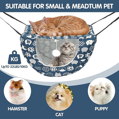 2Pcs Cat Hammock for Cage, Double Layer Cat Hanging Hammock for Cage, Soft Linen Cats Window-Hammock for Indoor Small Animals(18.5 x 15 x 10.6 Inch)