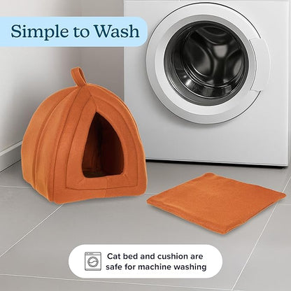 PETMAKER Indoor Cat House with Removable Foam Cushion for Cats, Kittens, Small Dogs & Small Pets, Plush Pet Bed Crate Tent Hideaway with Cozy Soft Interior, Small Animal Sleep & Rest Space
