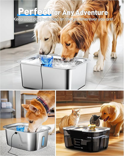 Replacement Dog Water Fountain Pump for lesotc Stainless Steel Pet Fountains, Quiet Cat Water Bowl Dispenser Pump with LED Low Water Shut Off, Fits 3 Gallon Large Dog Models D2223 D2322 D2341 D2419