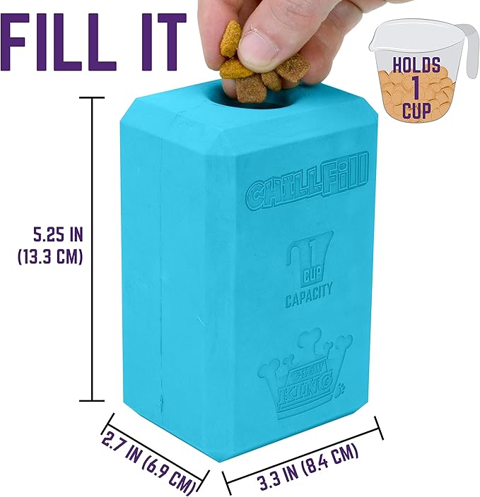 Chew King Premium Treat Dog Toy, XL, Extremely Durable Natural Rubber Fillable Toy Collection, Frozen Feeding