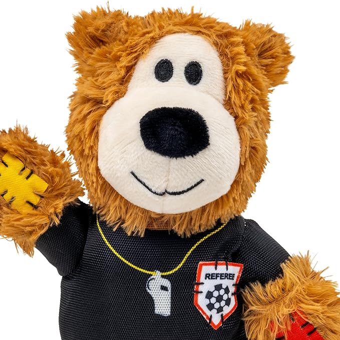 KONG Wild Knots Bear Soccer Player Dog Toy – Referee – National Team Jersey Inspired – International Tournament Edition – Plush Rope Toy with Squeaker, Medium/Large