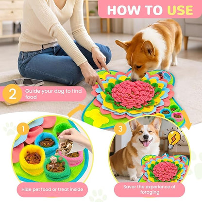 Snuffle Mat for Dogs 19"x19", Interactive Dog Enrichment Puzzle Toys to Keep Busy for Puppy Small Medium Dogs Cats, Cognitive Sniff Foraging Mat for Slow Feeding Treat Game Mental Stimulation